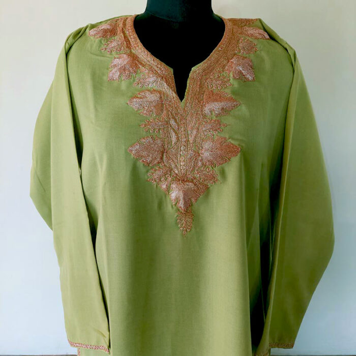 Light Green Summer Cool Tilla Work Kurta