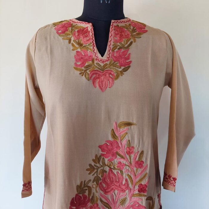 Light Mustard Summer Cool Aari Kurta Top