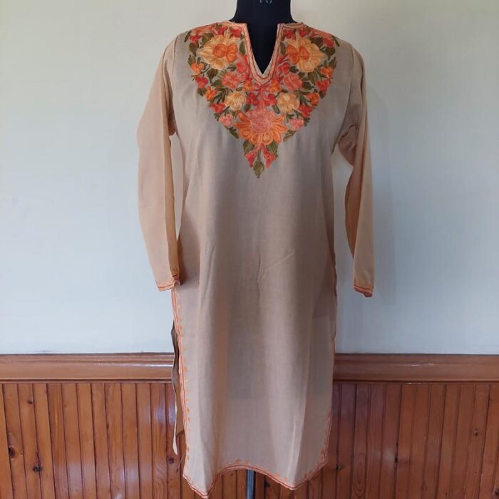 Light Mustard Summer Cool Aari Kurta - Image 2