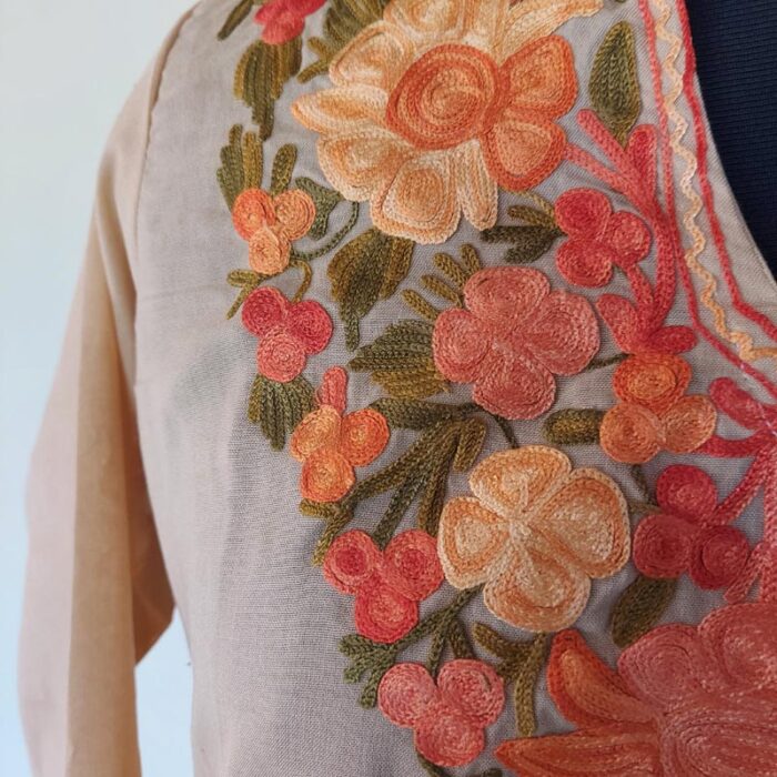 Light Mustard Summer Cool Aari Kurta - Image 3