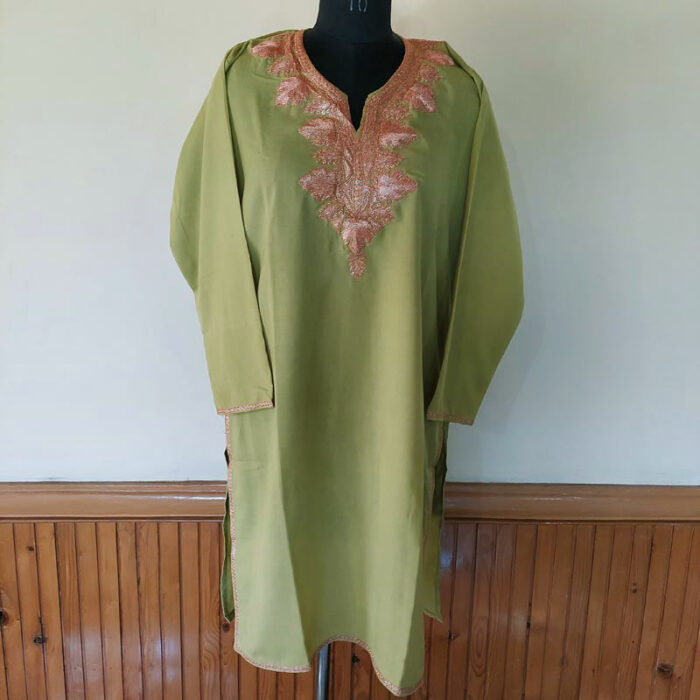 Light Green Summer Cool Tilla Work Kurta - Image 3