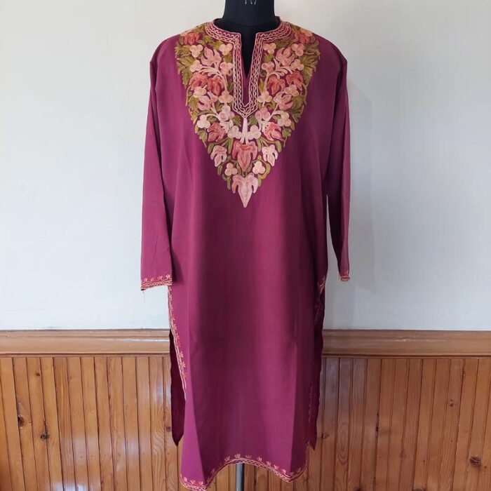 Maroon Chinari Summer Cool Aari Kurta - Image 2