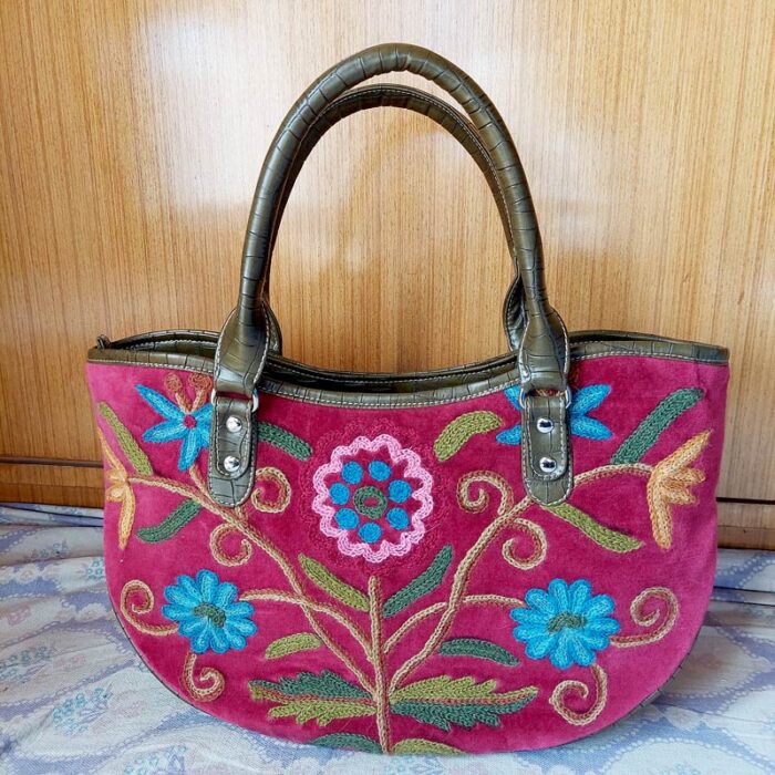 Maroon Brown Hand Aari Work HandBag