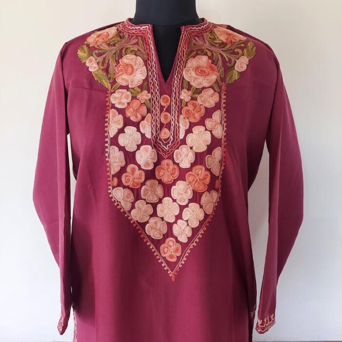 Maroon Summer Cool Aari Kurta