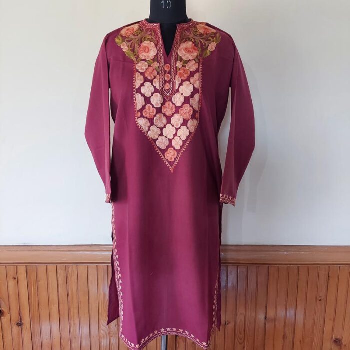 Maroon Summer Cool Aari Kurta - Image 2