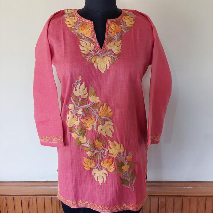 Pink Summer Cool Short Aari Kurta
