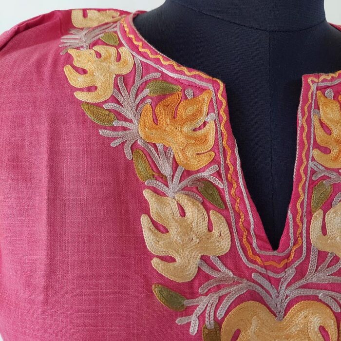 Pink Summer Cool Short Aari Kurta - Image 2
