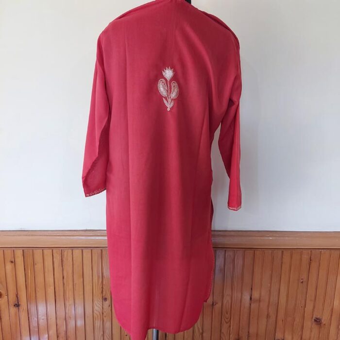 Red Summer Cool Golden Tilla Kurta - Image 4