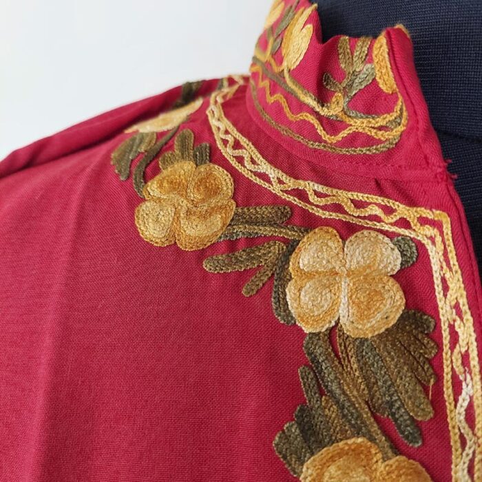 Red Summer Cool Aari Kurta - Image 3