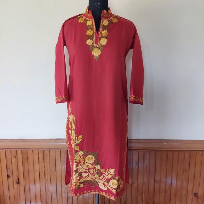 Red Summer Cool Aari Kurta - Image 2