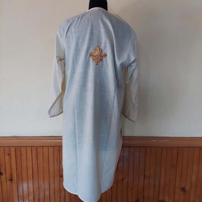White Ruby Cotton Golden Tilla Kurta - Image 3