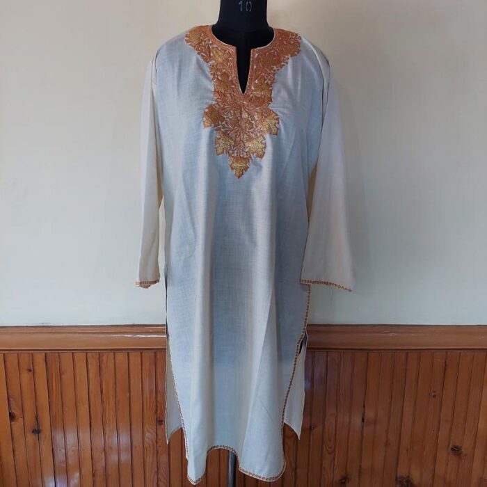 White Ruby Cotton Golden Tilla Kurta - Image 2