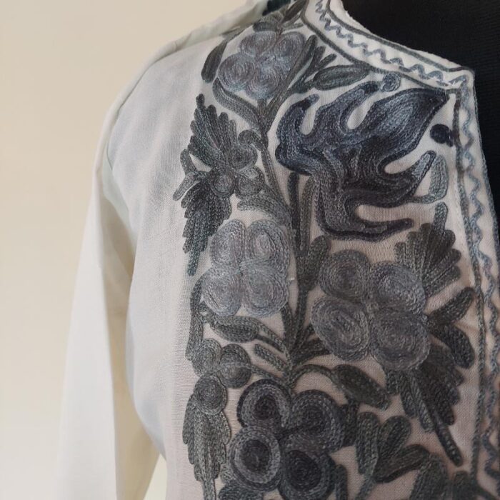 White Summer Cool Aari Kurta - Image 3
