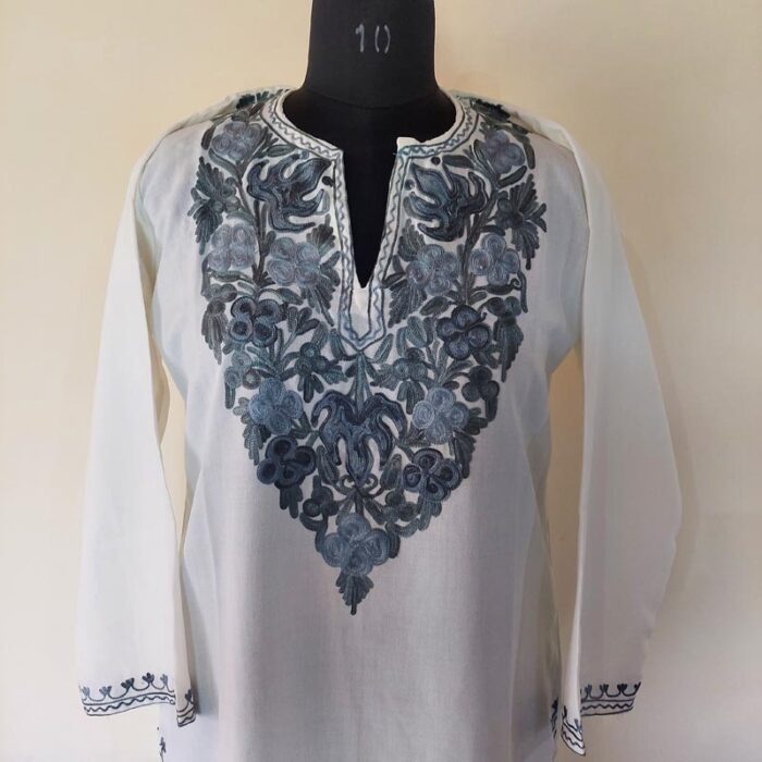 White Summer Cool Aari Kurta