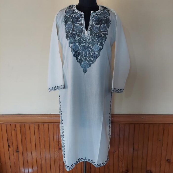 White Summer Cool Aari Kurta - Image 2