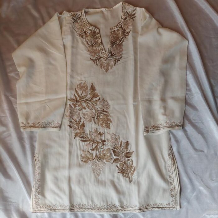 White Summer Cool Short Aari Kurta