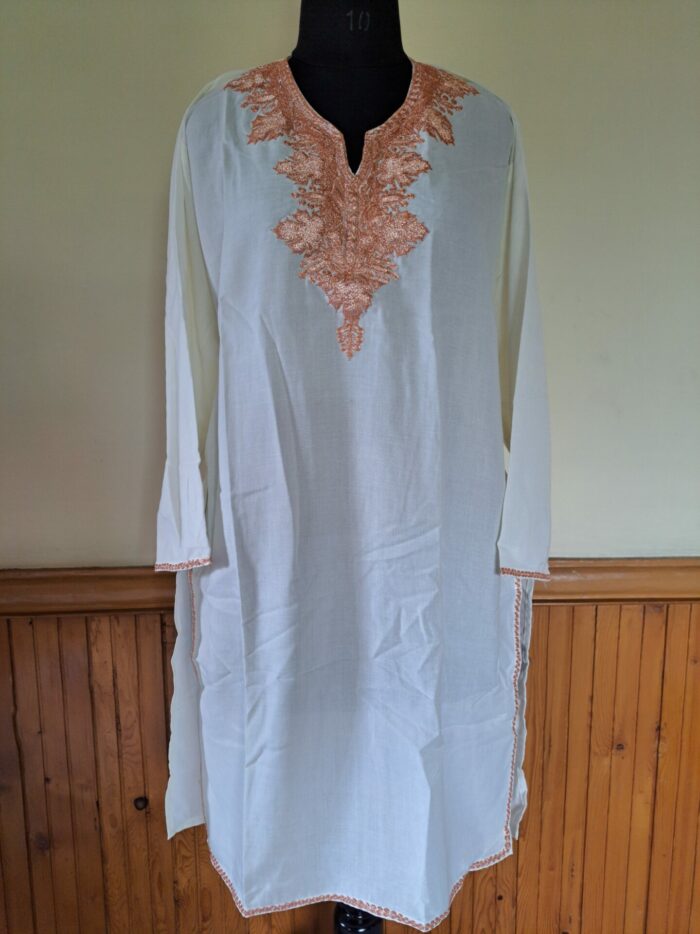 White Summer Cool Bronze Tilla Kurta