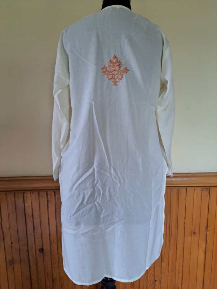 White Summer Cool Bronze Tilla Kurta - Image 5