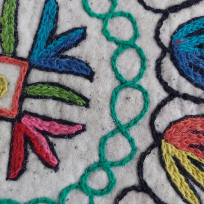 Set of 2 Hand Felted & Embroidered Kashmiri Namda Woollen Rug pads 2ft - Image 4