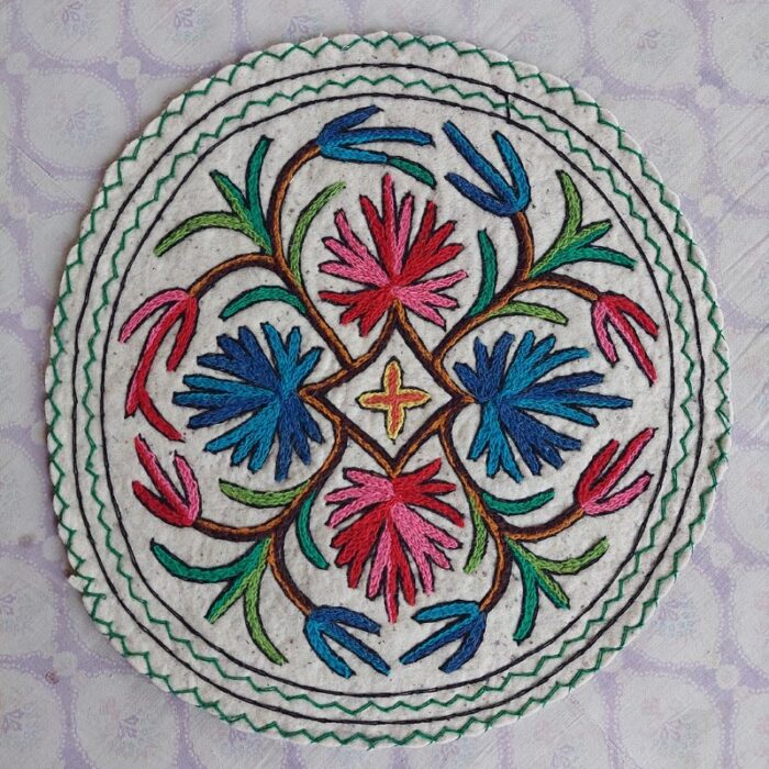 Kashmiri Hand felted Round Seat Pad or Meditation Pad | 2 Ft