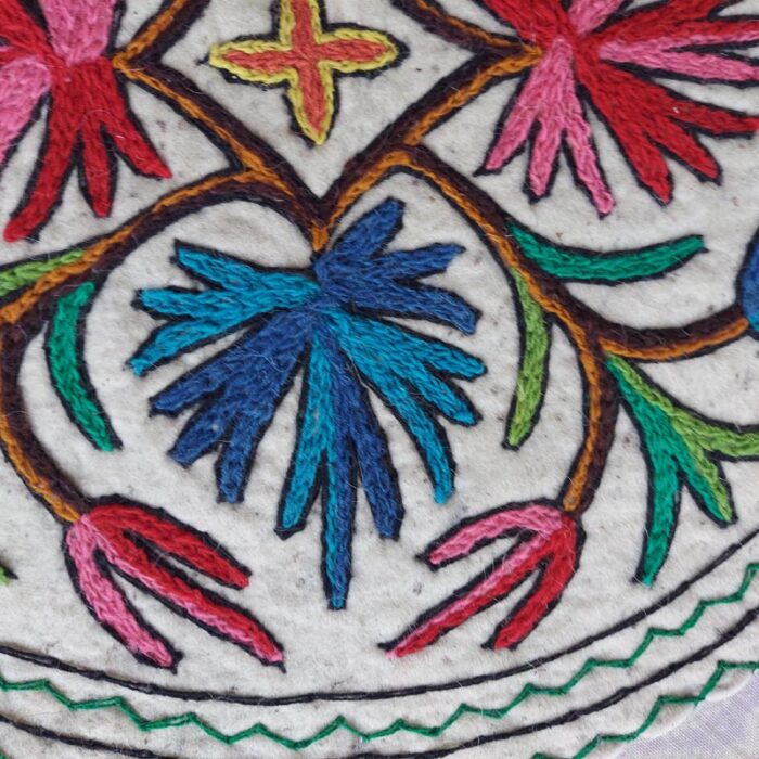Kashmiri Hand felted Round Seat Pad or Meditation Pad | 2 Ft - Image 2