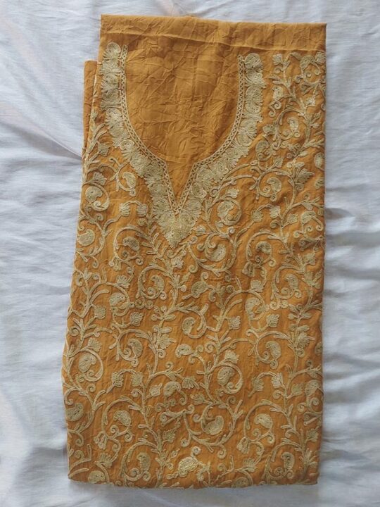 Mustard Crush Cotton Aari Work 2Pc Suit