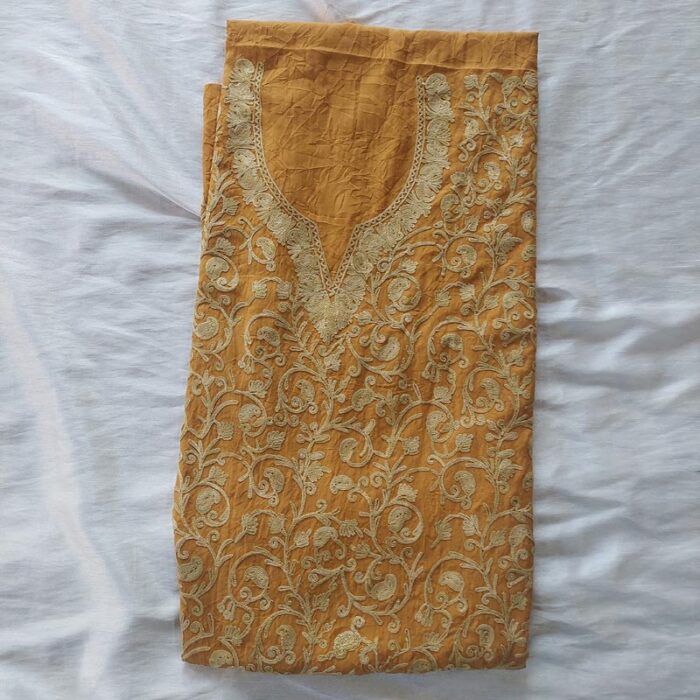 Mustard Crush Cotton Aari Work 2Pc Suit