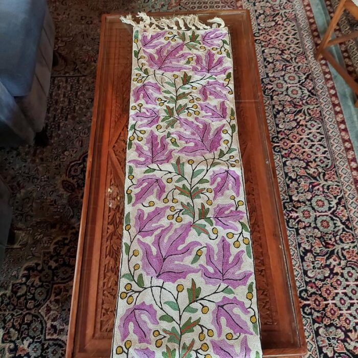 4×1 Bahari Chinari Chainstitch Silk Handmade Runner or Wall Hanging - Image 2