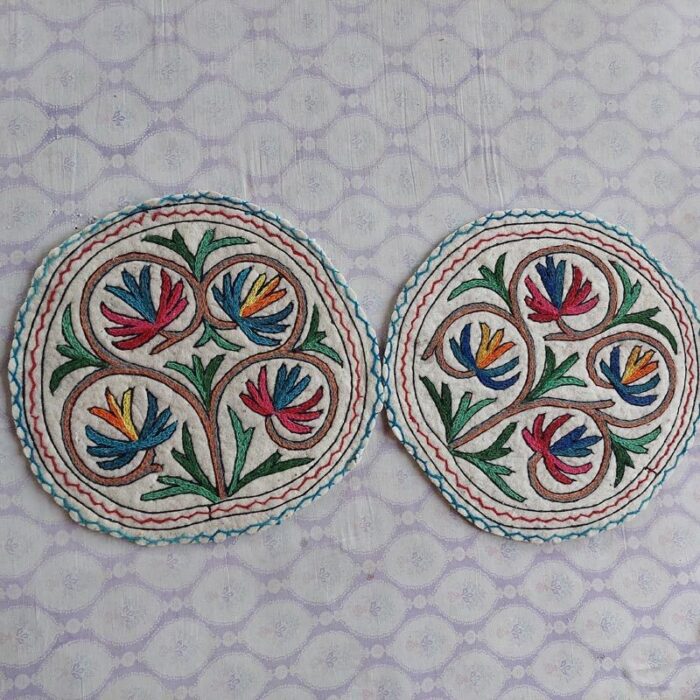 Pair of 2Ft Kashmiri Handmade Namda Rugs