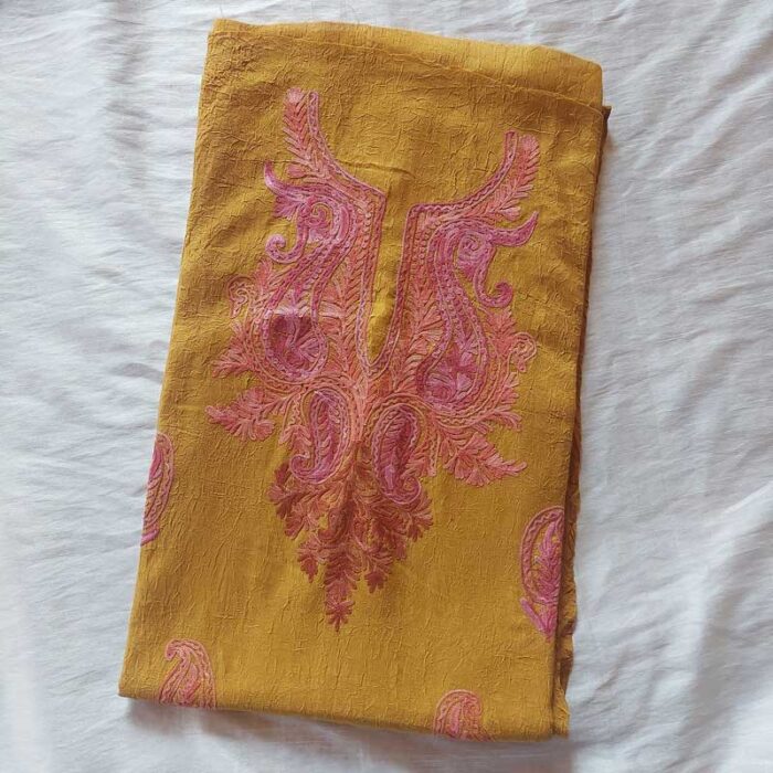 Mustard Crush Cotton Aari Work 2Pc Suit