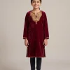 Durefishan Magenta Velvet Kashmiri Girls Phiran (10-11 Years)