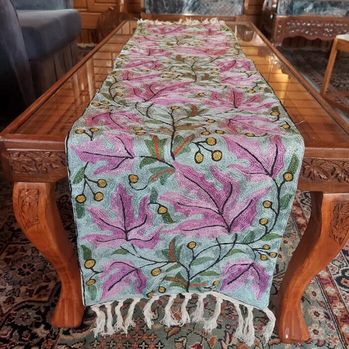 4×1 Sabz Rang Chinari Chainstitch Silk Handmade Runner or Wall Hanging