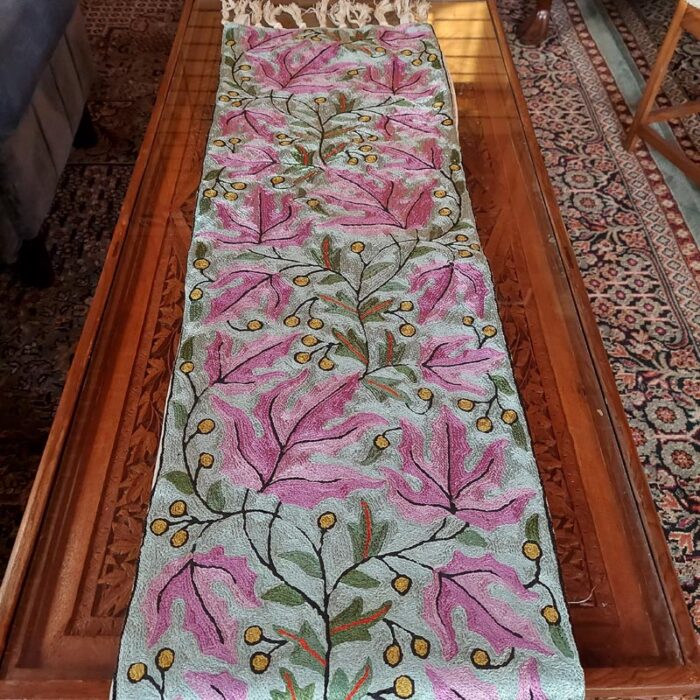 4×1 Sabz Rang Chinari Chainstitch Silk Handmade Runner or Wall Hanging - Image 2