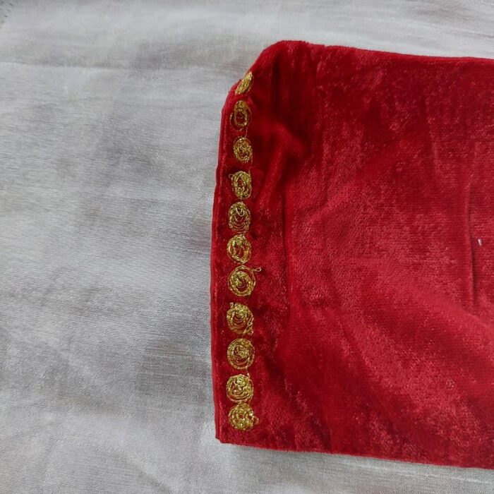 Dark Red Velvet Pheran for Small Girls (Length 27) - Image 4