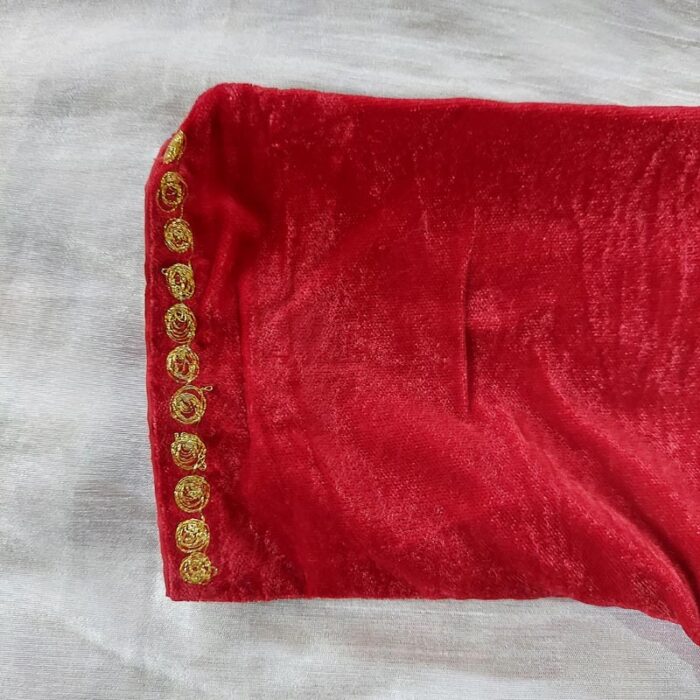 Dark Red Velvet Pheran for Small Girls (Length 27) - Image 2