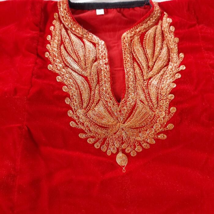 Red Kids Velvet Kashmiri Phiran (Length 30.5) - Image 2