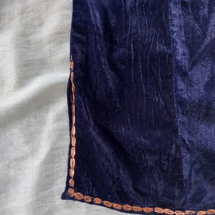 Dark Blue Velvet Kashmiri Phiran Dress (Length 30) - Image 3