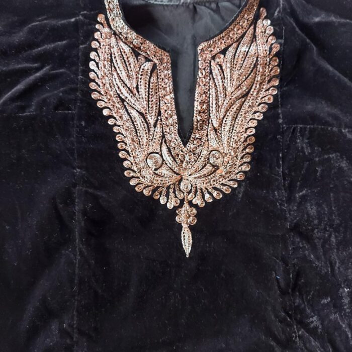 Dark Blue Velvet Kashmiri Pheran (Length 24.5) - Image 2