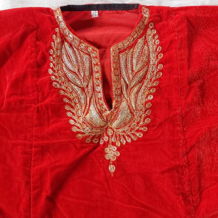 Red Kids Velvet Phiran (Length 30) - Image 5