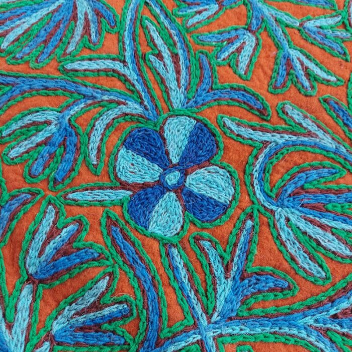 Kashmiri Handmade Floral Hand Embroidered Felted Pure Wool Namda Rug 3x2 - Image 4