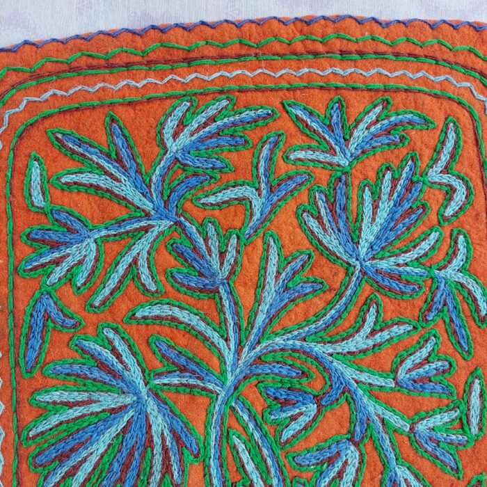 Kashmiri Handmade Floral Hand Embroidered Felted Pure Wool Namda Rug 3x2 - Image 3