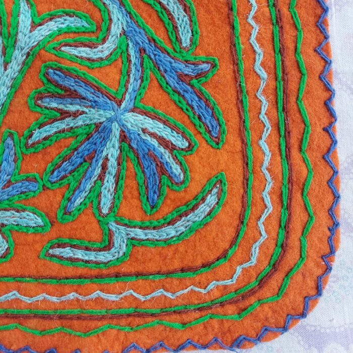 Kashmiri Handmade Floral Hand Embroidered Felted Pure Wool Namda Rug 3x2 - Image 2