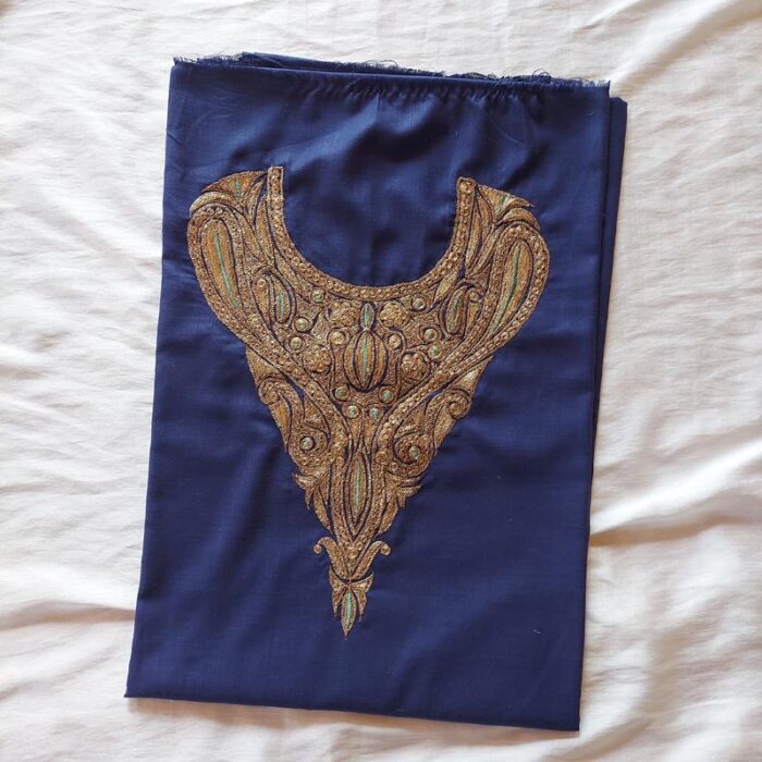 Dark Blue Ruby Cotton Tilla Work 2Pc Suit