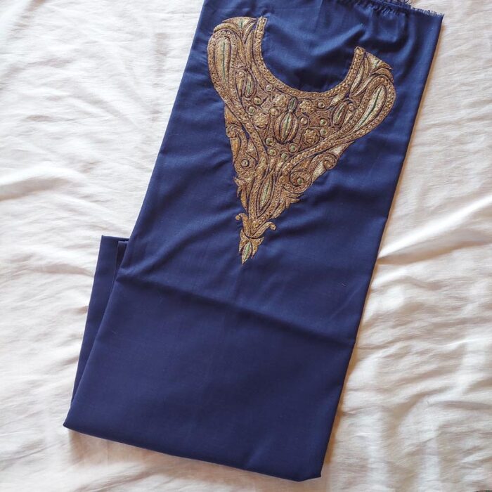 Dark Blue Ruby Cotton Tilla Work 2Pc Suit - Image 3