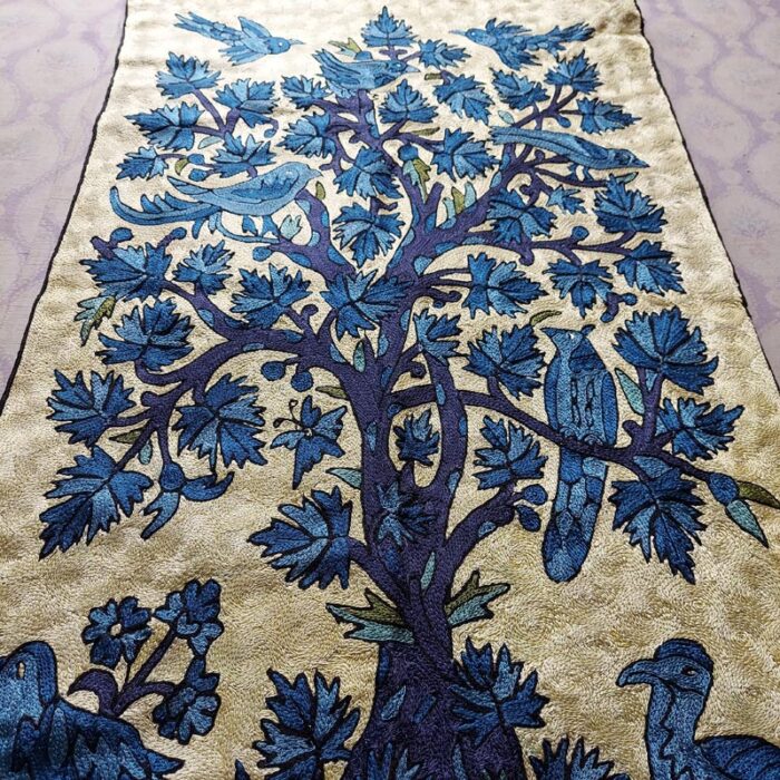 Golden Blue 3x2 Silk Tree of Life Wall Hanging - Image 3