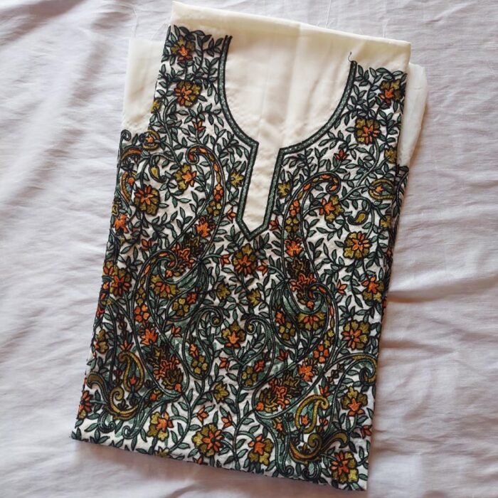White Summer Cool Aari Work 2Pc Suit