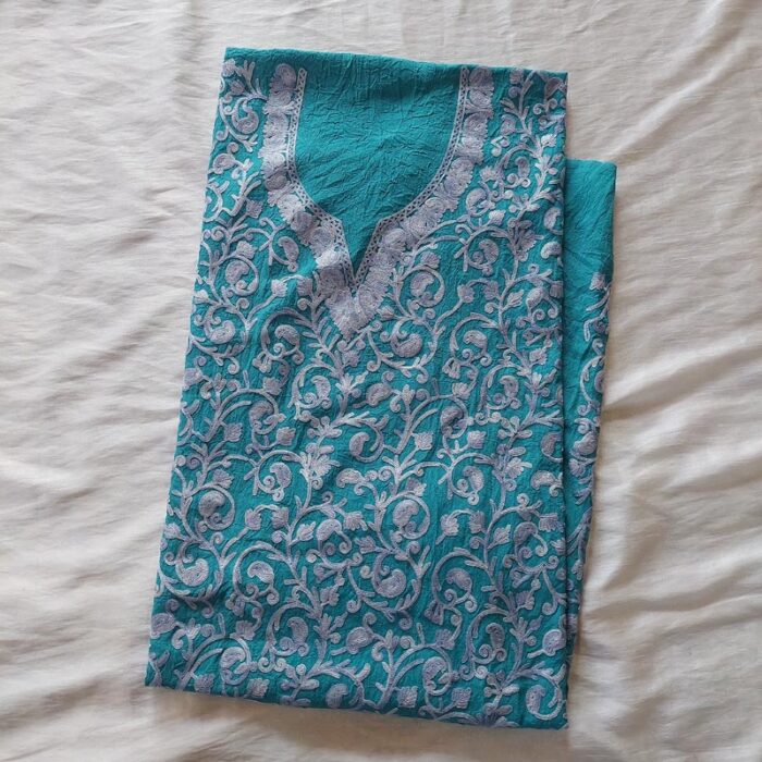 Teal Crush Cotton Aari Work 2Pc Suit