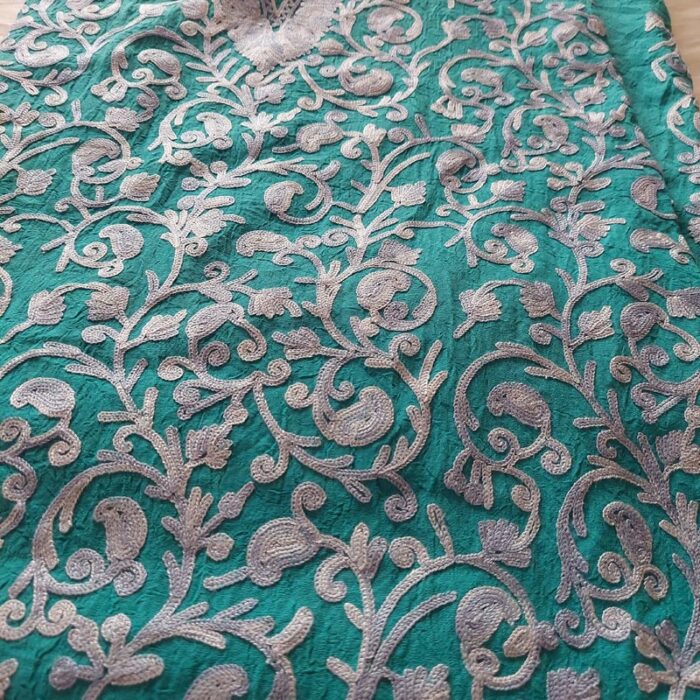 Teal Crush Cotton Aari Work 2Pc Suit - Image 3