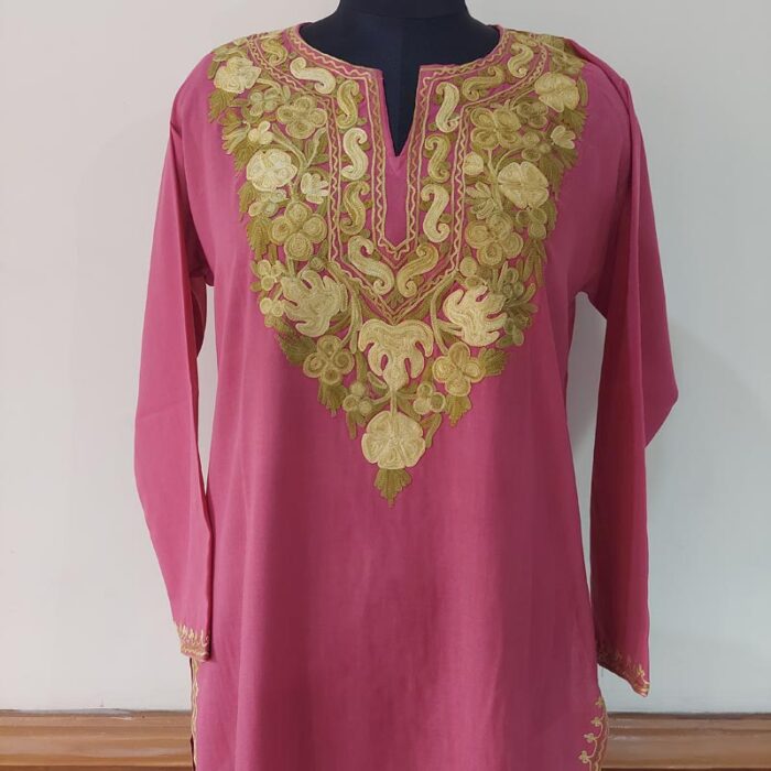 Pink Summer Cool Cotton Aari Kurta
