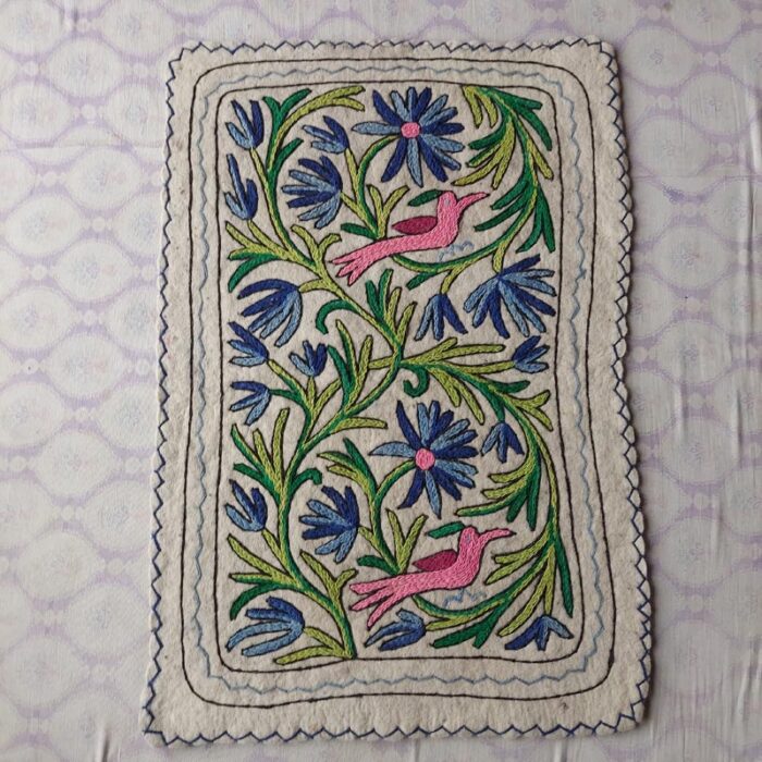 3x2ft Wan Posh Handmade Wool Aari Embroidered Namda Rug